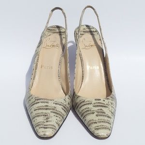 CHRISTIAN LOUBOUTIN Ivory Gray Lizard Slingback 41